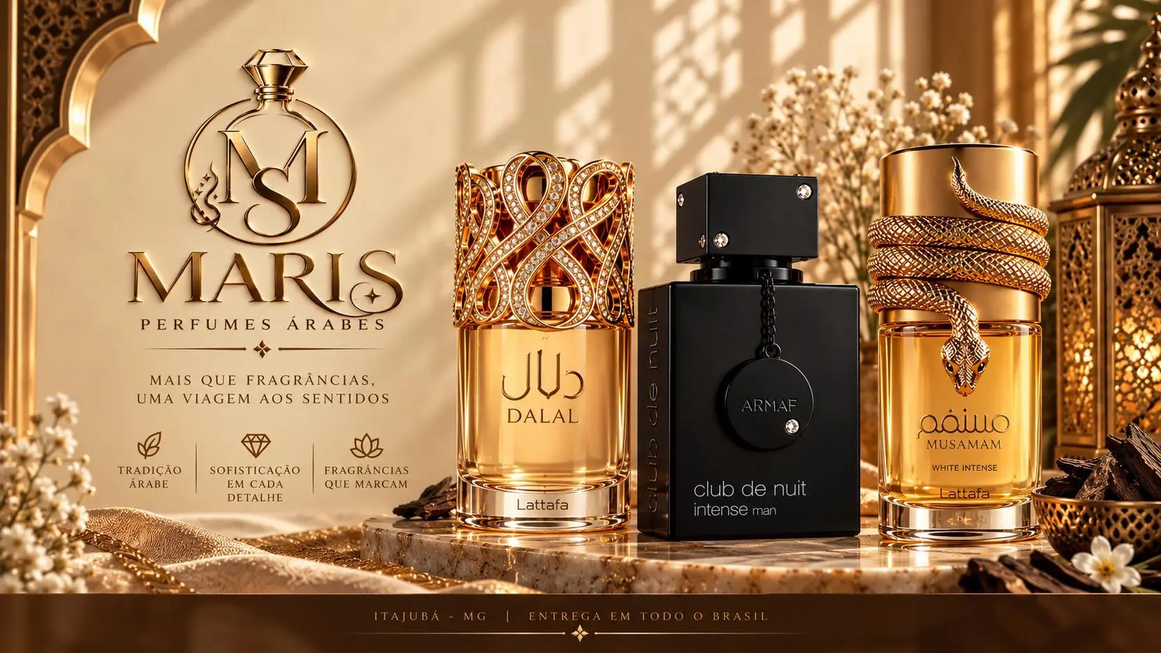 Capa do catálogo Maris Perfumes Árabes - Linha Feminina